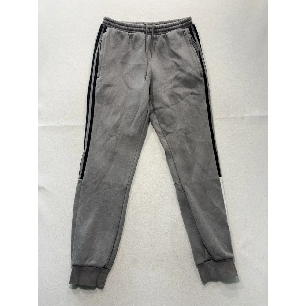 Adidas ZX Sweatpants Mens Medium Gray Fleece Elastic Waist Side Stripe Cuffed